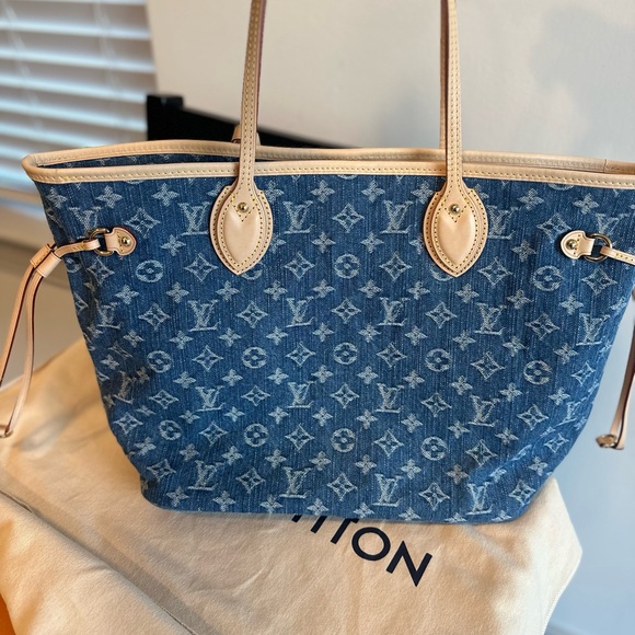 Louis Vuitton Denim Neverfull Monogram Tote - Picture 1 of 9